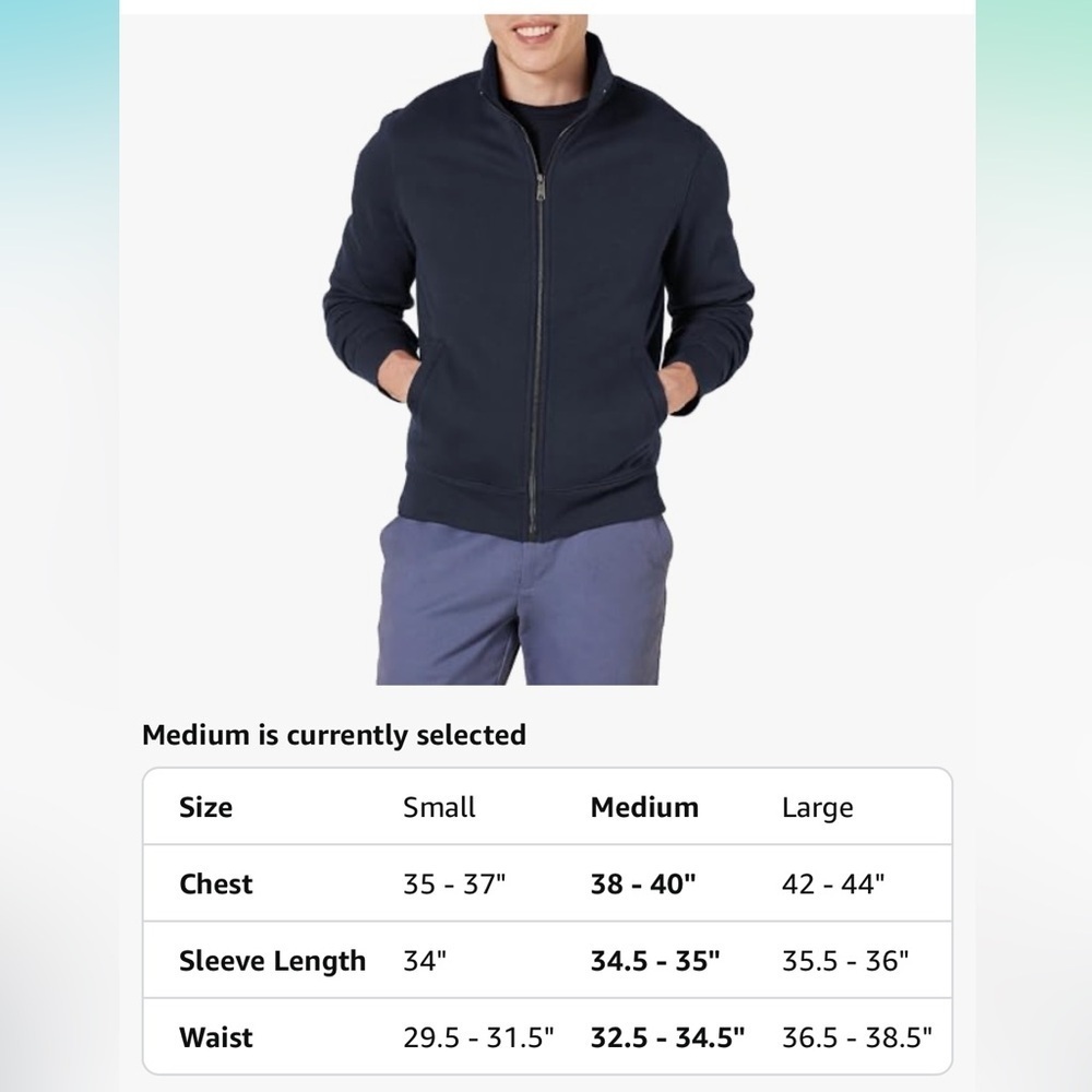Amazon Essentials Black Zip Up Jacket with Ribbed Cuffs - Picture 6 of 6